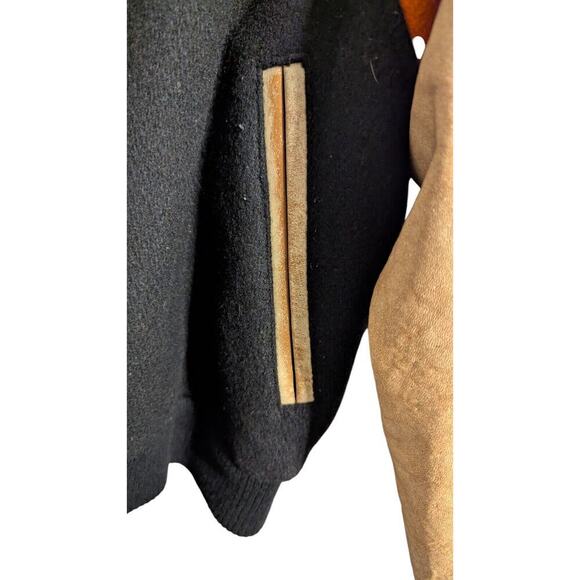 Vintage Boogie's Diner Las Vegas Bomber Varsity Jacket Wool Leather Black Large - Picture 3 of 16
